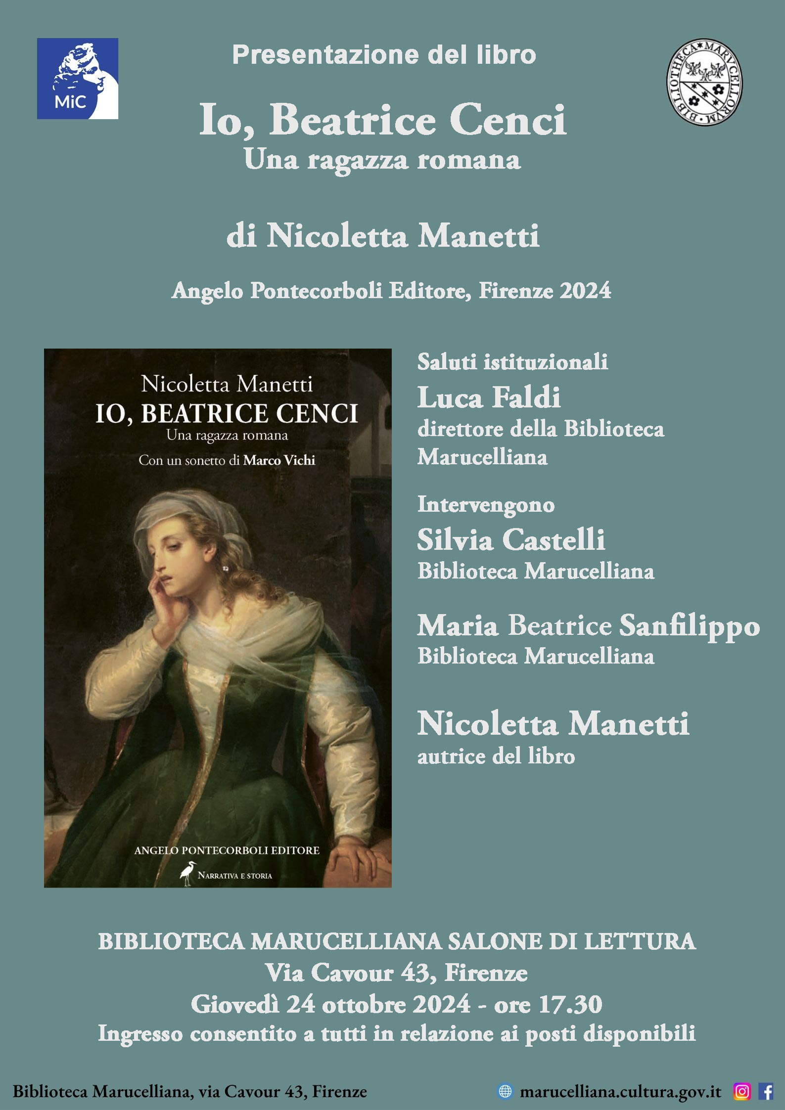 Presentazione del libro "Io, Beatrice Cenci. Una ragazza romana" di Nicoletta Manetti